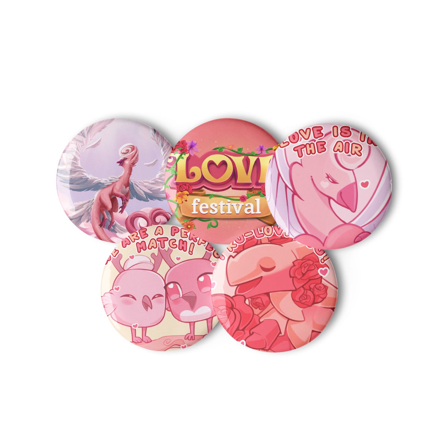 Love Festival Collectible Set of Pin Buttons